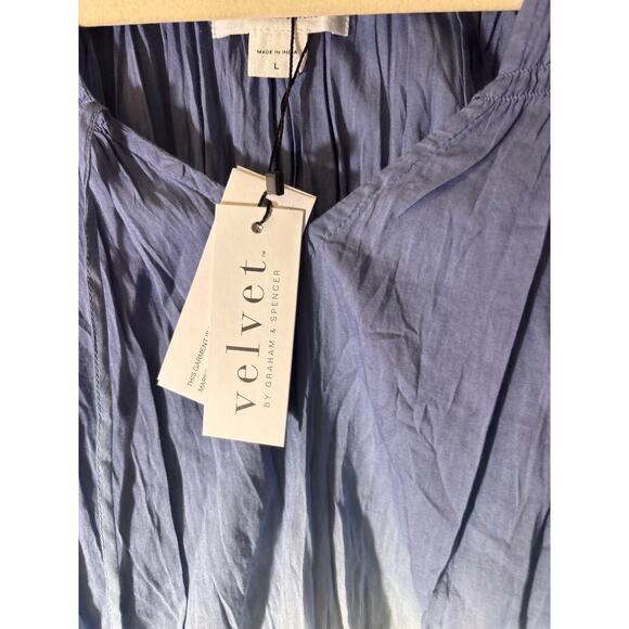 NWT Velvet Blue Ombre Gathered Top Sz L - Picture 2 of 3